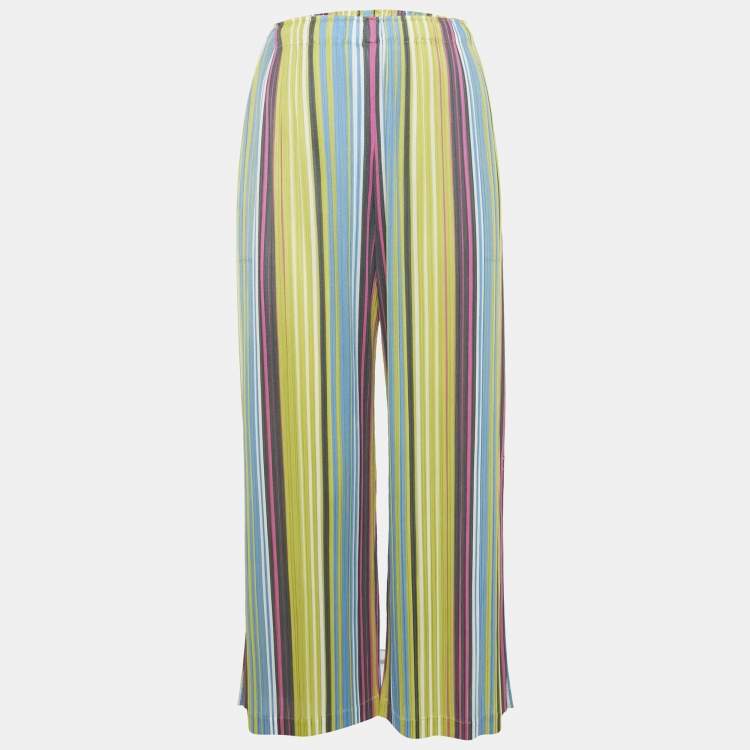 Pre Owned Pleats Please Multicolor Plisse Palazzo Pants L