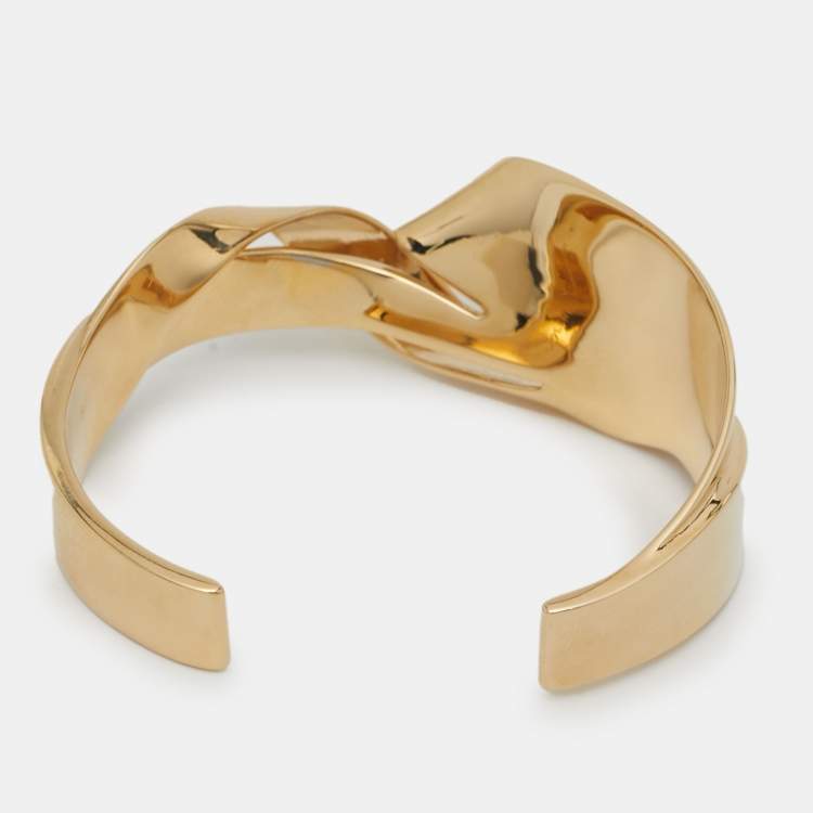 Pre Owned Polène Gold Tone Open Cuff Bracelet M