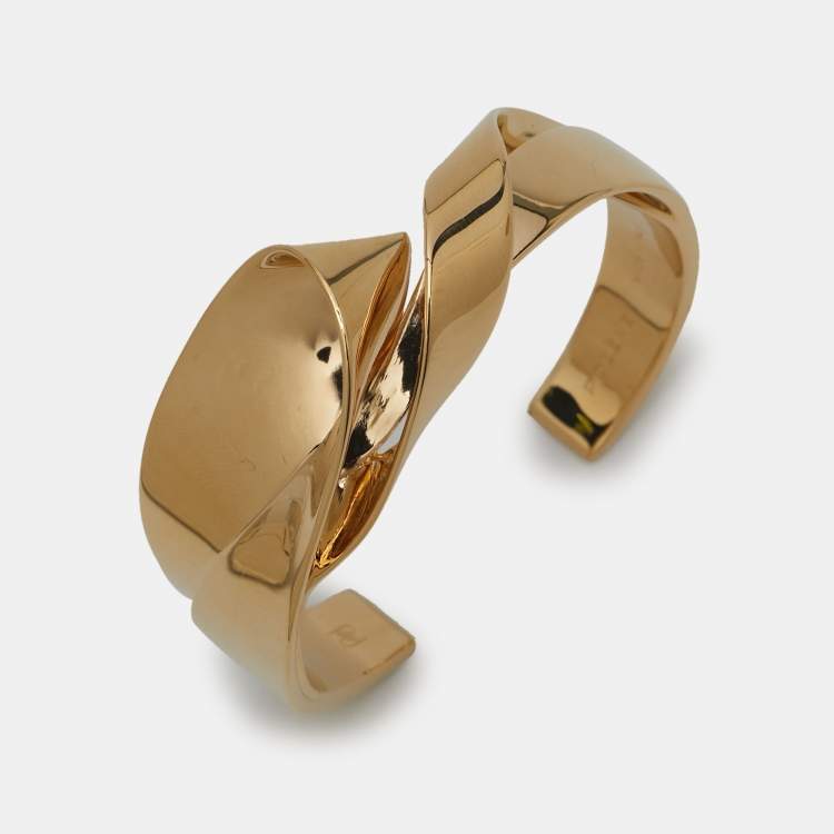 Pre Owned Polène Gold Tone Open Cuff Bracelet M