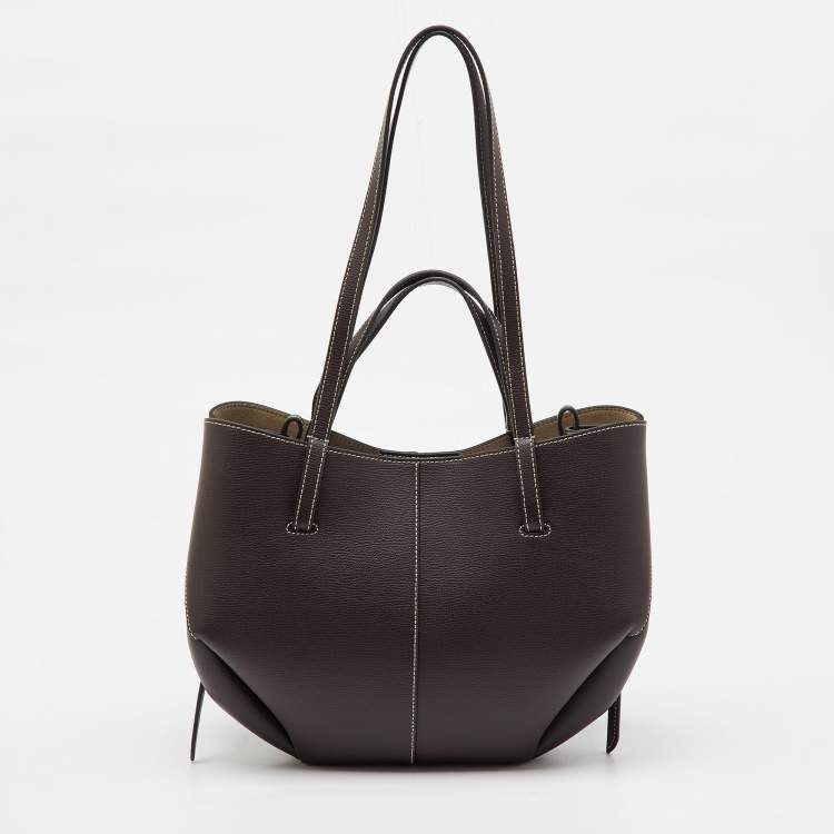 Pre Owned Polene Dark Brown Leather Cyme Mini Tote