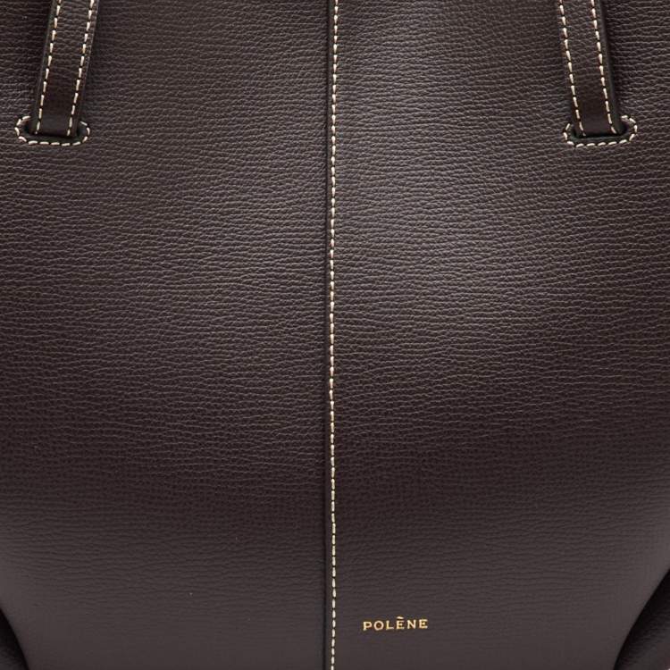 Pre Owned Polene Dark Brown Leather Cyme Mini Tote
