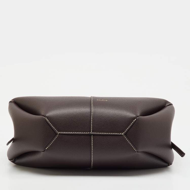 Pre Owned Polene Dark Brown Leather Cyme Mini Tote