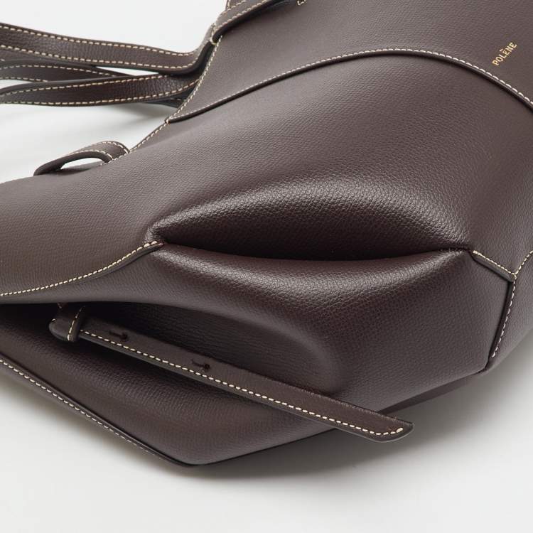 Pre Owned Polene Dark Brown Leather Cyme Mini Tote