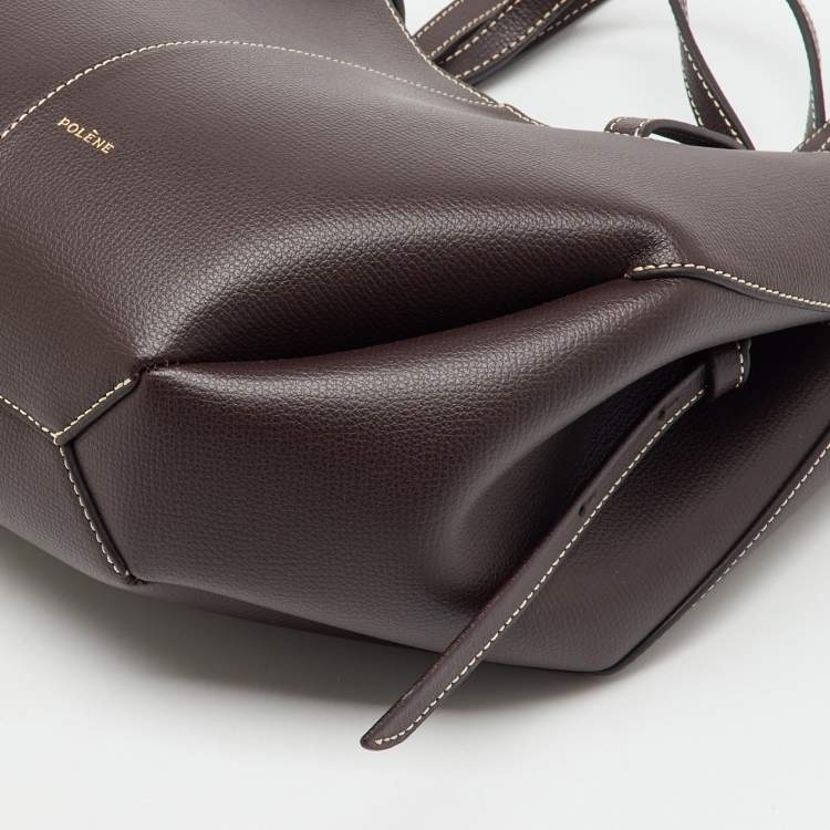 Pre Owned Polene Dark Brown Leather Cyme Mini Tote