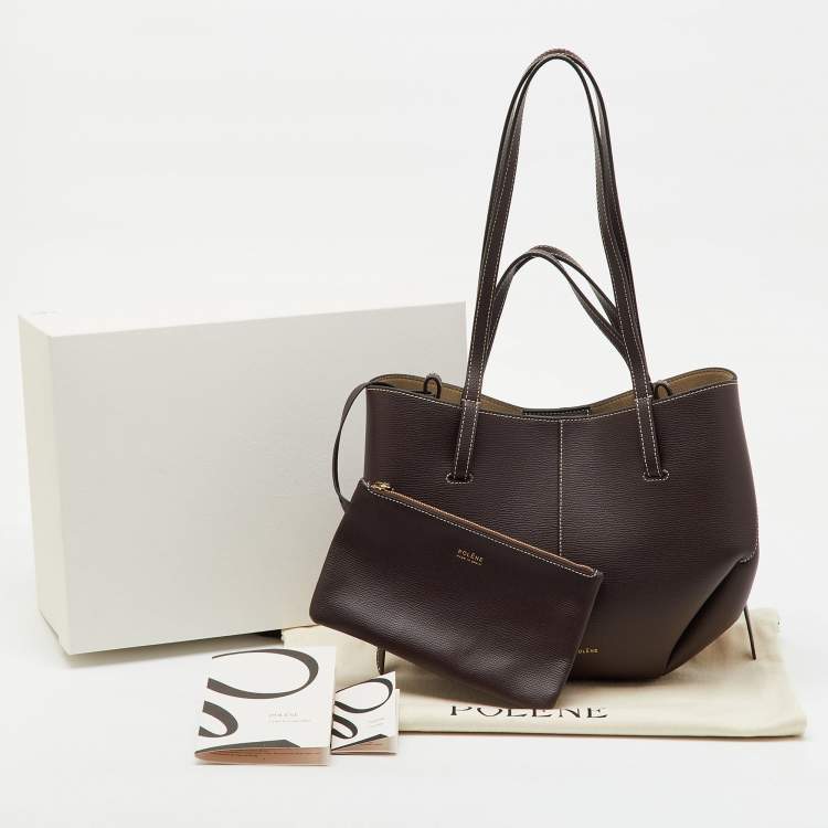 Pre Owned Polene Dark Brown Leather Cyme Mini Tote
