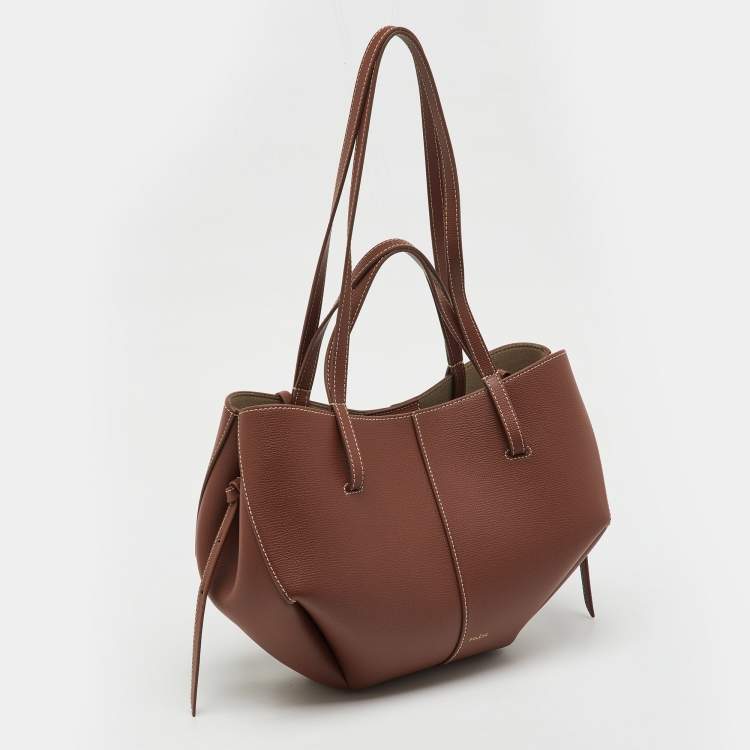 Pre Owned Polene Brown Leather Cyme Mini Tote