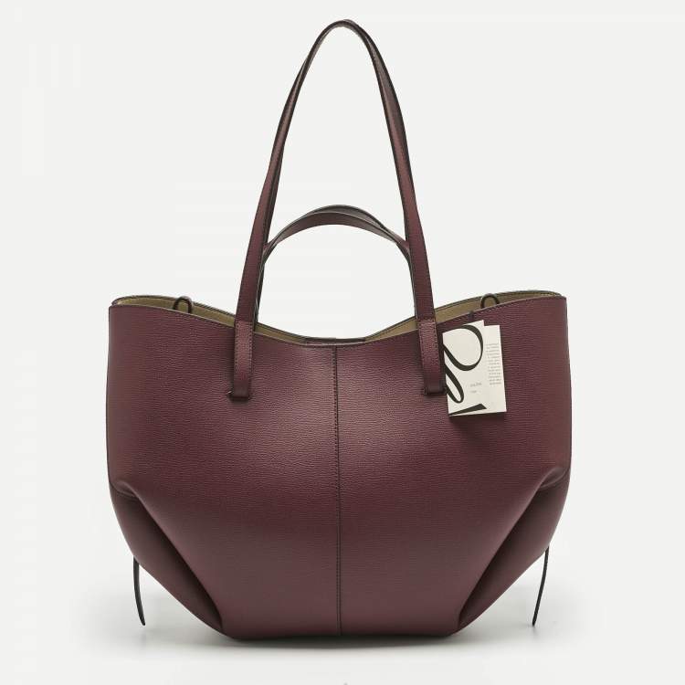 Pre Owned Polene Burgundy Leather Cyme Tote