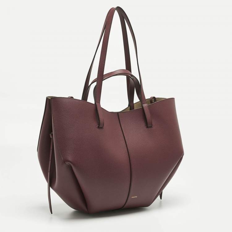 Pre Owned Polene Burgundy Leather Cyme Tote