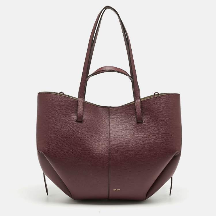 Pre Owned Polene Burgundy Leather Cyme Tote