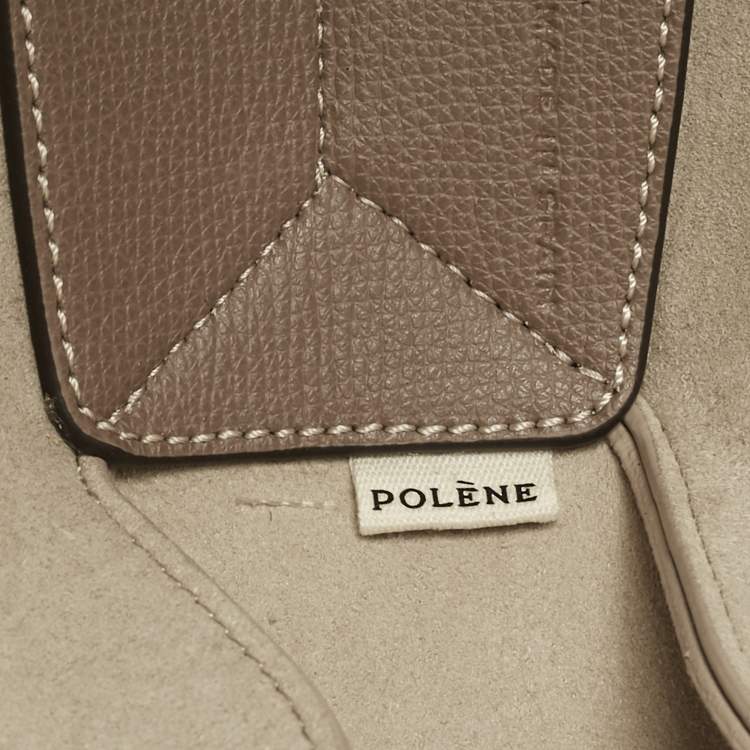 Pre Owned Polene Dark Beige Leather Mini Cyme Tote