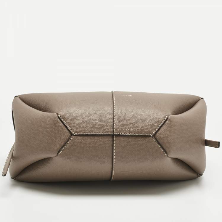Pre Owned Polene Dark Beige Leather Mini Cyme Tote