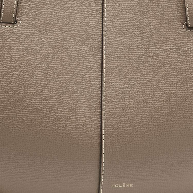 Pre Owned Polene Dark Beige Leather Mini Cyme Tote