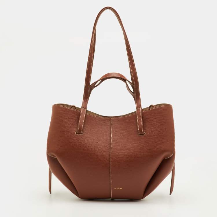 Pre Owned Polène Cyme Mini Tan Leather Tote
