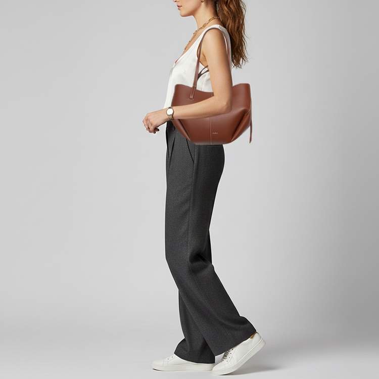 Pre Owned Polène Cyme Mini Tan Leather Tote