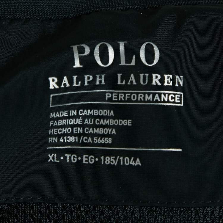 Pre Owned Polo Ralph Lauren Black/White P Wing Printed Nylon Hoodie XL