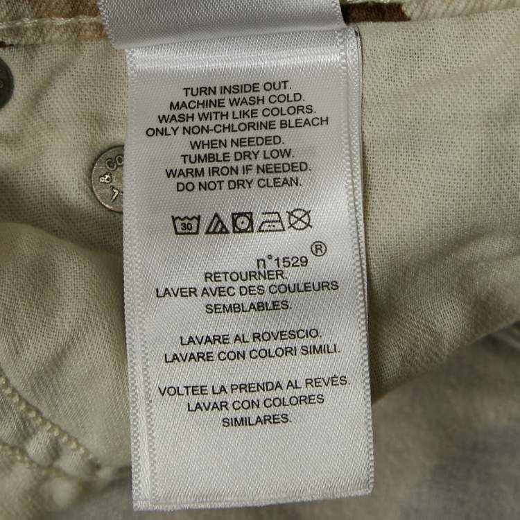 Pre Owned Polo Ralph Lauren Beige Animal Print Denim Ankle Length Jeans M Waist 28"