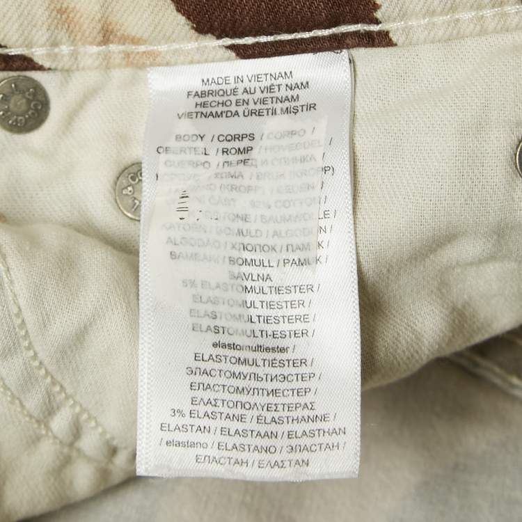 Pre Owned Polo Ralph Lauren Beige Animal Print Denim Ankle Length Jeans M Waist 28"