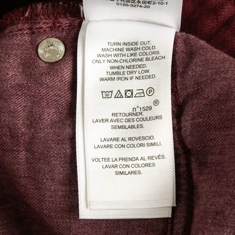 Pre Owned Polo Ralph Lauren Burgundy Denim Tompkins High Rise Jeans S Waist 26"