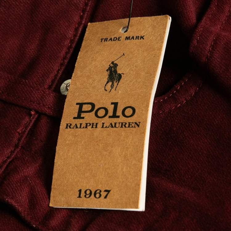 Pre Owned Polo Ralph Lauren Burgundy Denim Tompkins High Rise Jeans S Waist 26"