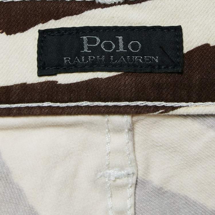 Pre Owned Polo Ralph Lauren Brown Animal Print Denim High Rise Tompkins Jeans M Waist 28"