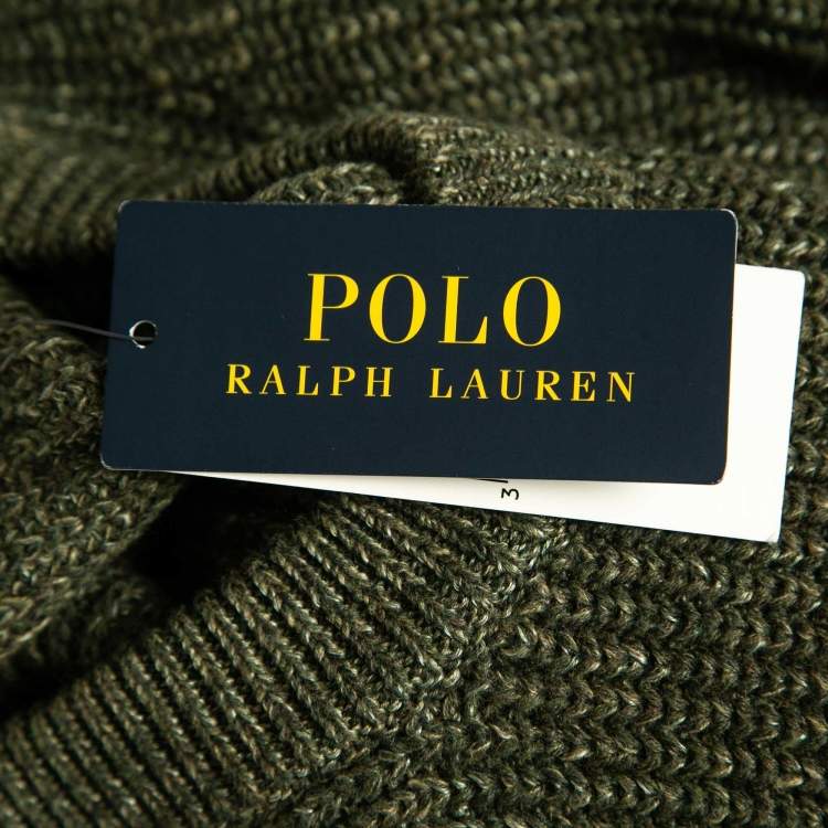 Pre Owned Polo Ralph Lauren Olive Green Rib Knit Sweater Vest XS
