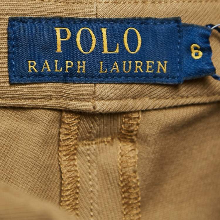 Pre Owned Polo Ralph Lauren Brown Cotton Suede Trim Breeches Pants M