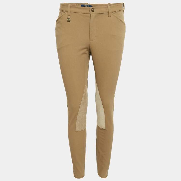 Pre Owned Polo Ralph Lauren Brown Cotton Suede Trim Breeches Pants M