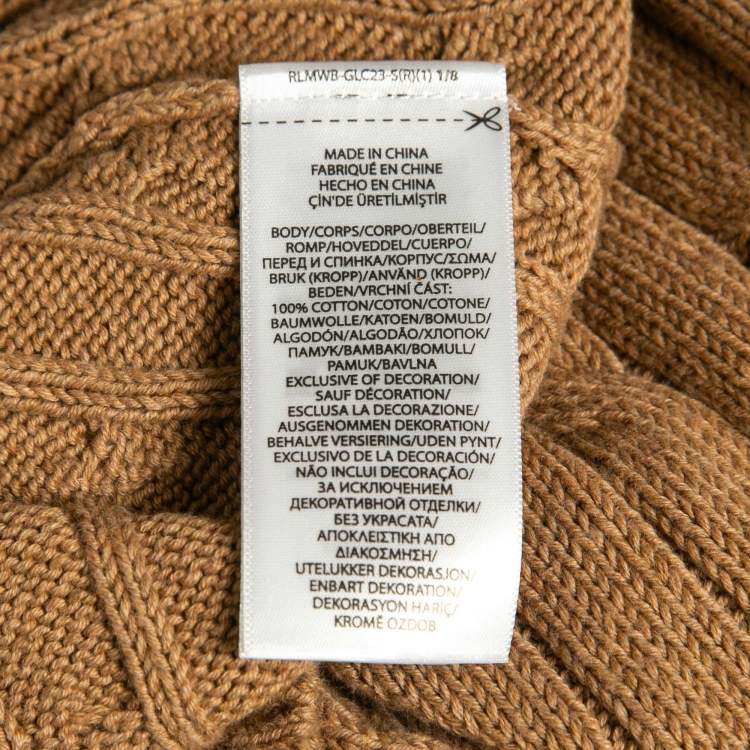 Pre Owned Polo Ralph Lauren Beige Cable Knit Crew Neck Sweater M