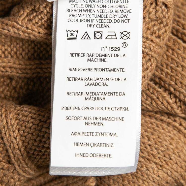 Pre Owned Polo Ralph Lauren Beige Cable Knit Crew Neck Sweater M