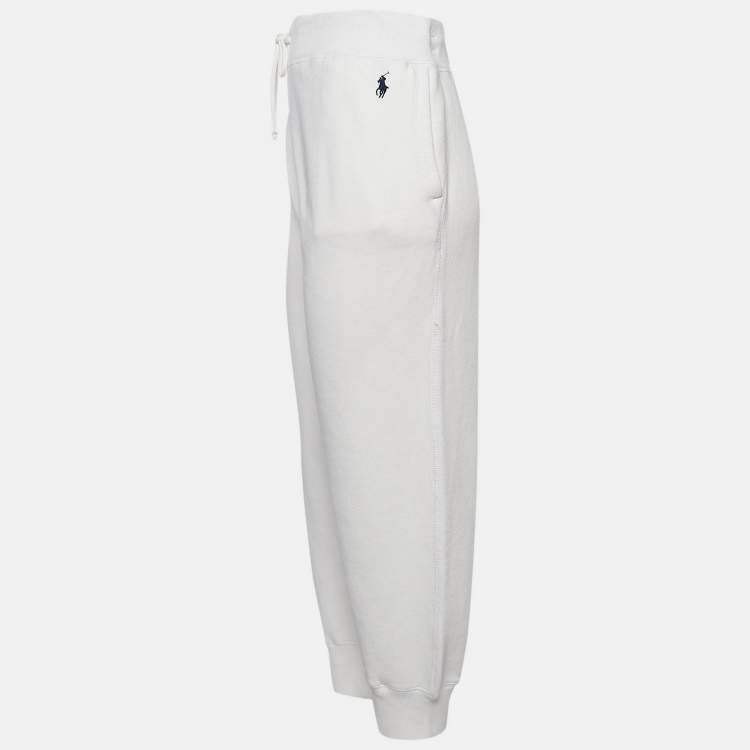 مملوكة مسبقًا Polo Ralph Lauren White Cotton Ankle-Length Trackpants XL