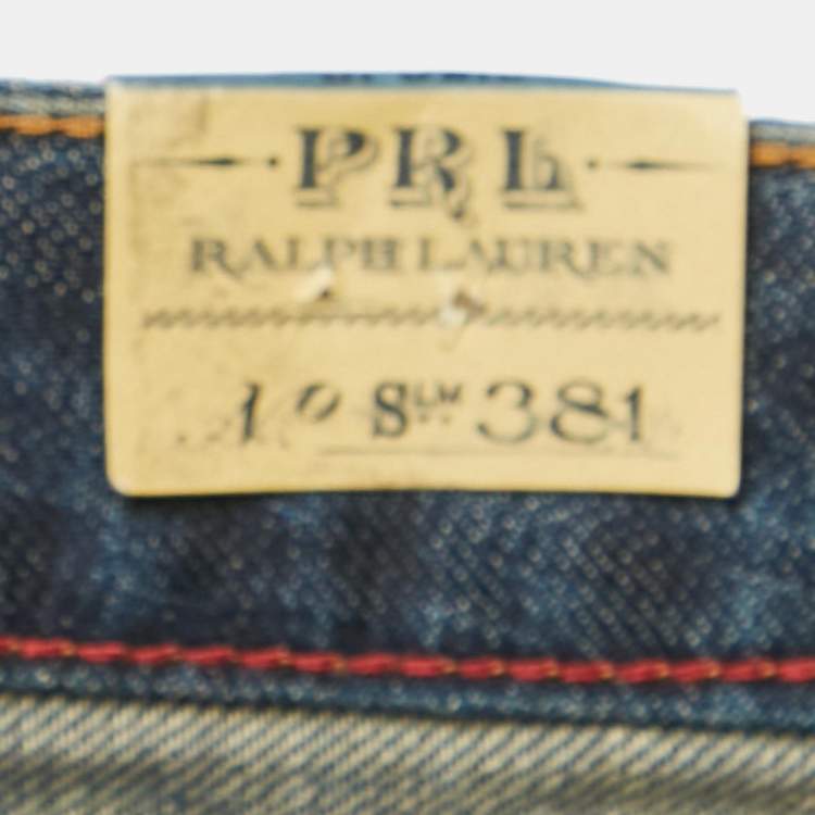 Pre Owned Polo Ralph Lauren Blue Distressed Denim Slim Jeans M Waist 30"