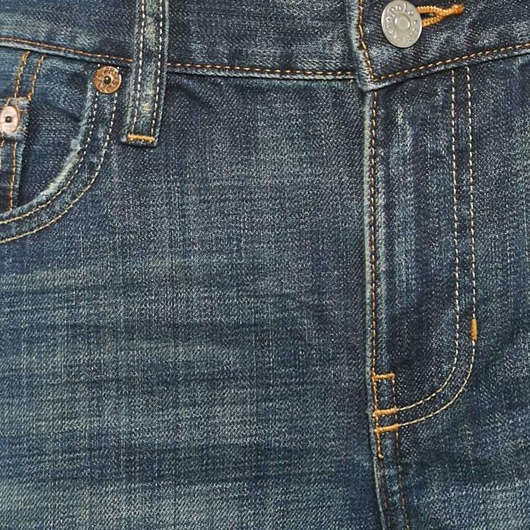 Pre Owned Polo Ralph Lauren Blue Distressed Denim Slim Jeans M Waist 30"