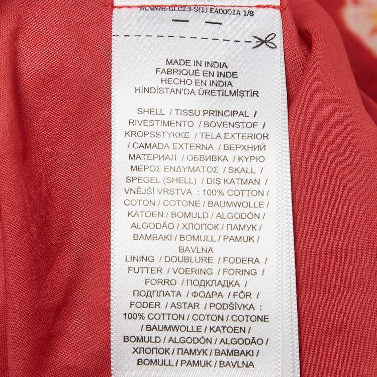 Pre Owned Polo Ralph Lauren Red Tie-Dye Print Cotton Maxi Skirt M
