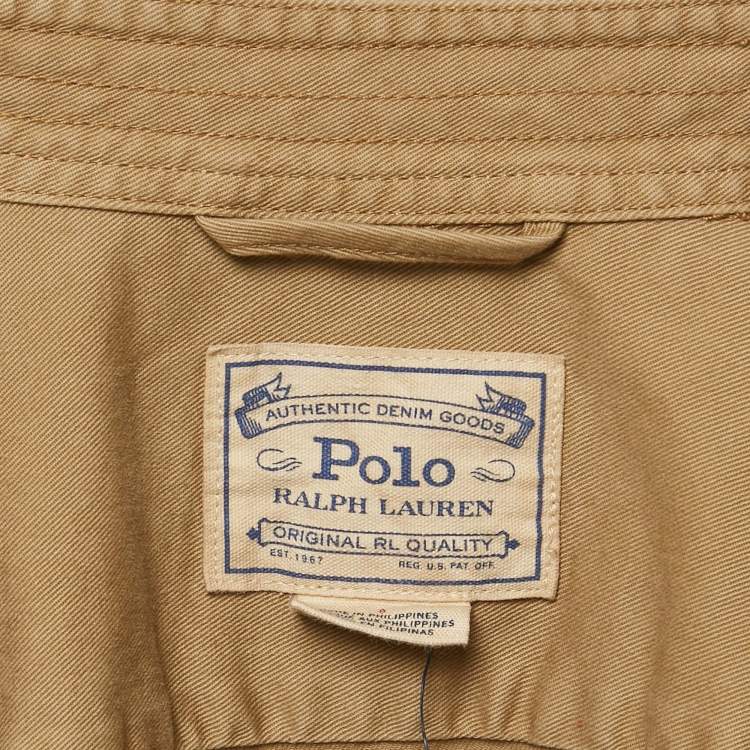 Pre Owned Polo Ralph Lauren Beige Gabardine Cotton Belted Jumpsuit M