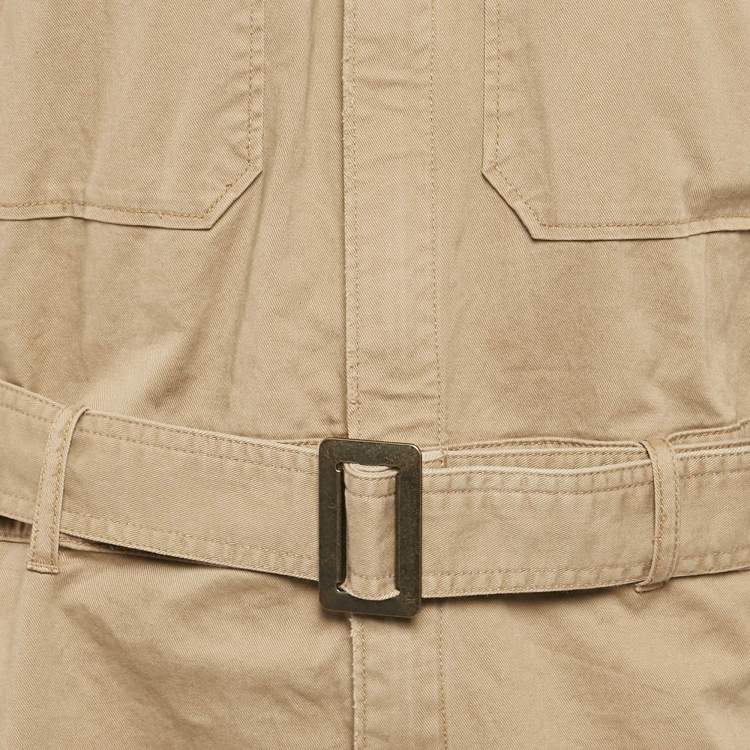 Pre Owned Polo Ralph Lauren Beige Gabardine Cotton Belted Jumpsuit M