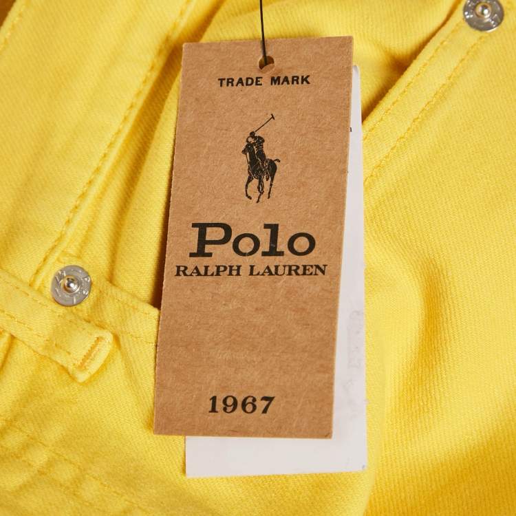 Pre Owned Polo Ralph Lauren Yellow Denim Tompkins Skinny Jeans M Waist 28"