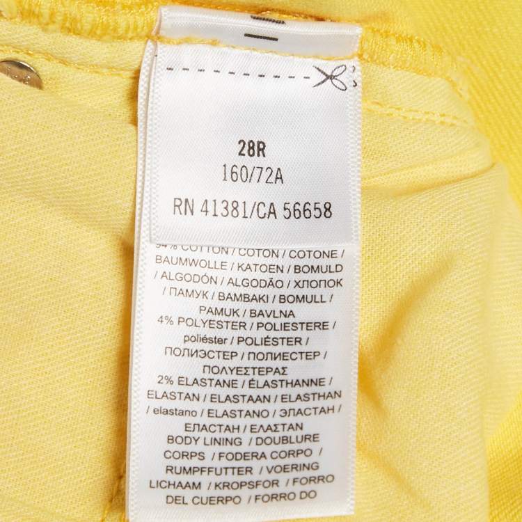 Pre Owned Polo Ralph Lauren Yellow Denim Tompkins Skinny Jeans M Waist 28"