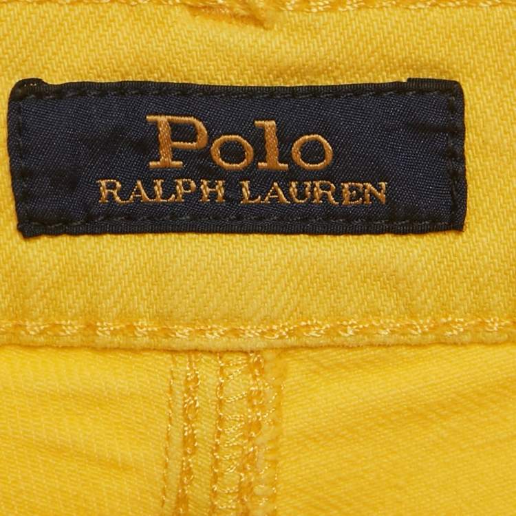 Pre Owned Polo Ralph Lauren Yellow Denim Tompkins Skinny Jeans M Waist 28"