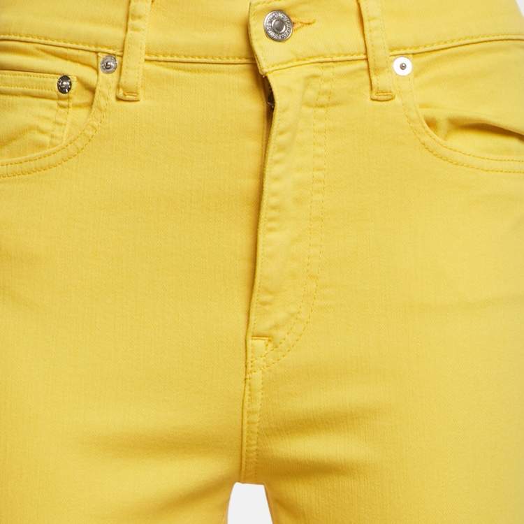 Pre Owned Polo Ralph Lauren Yellow Denim Tompkins Skinny Jeans M Waist 28"