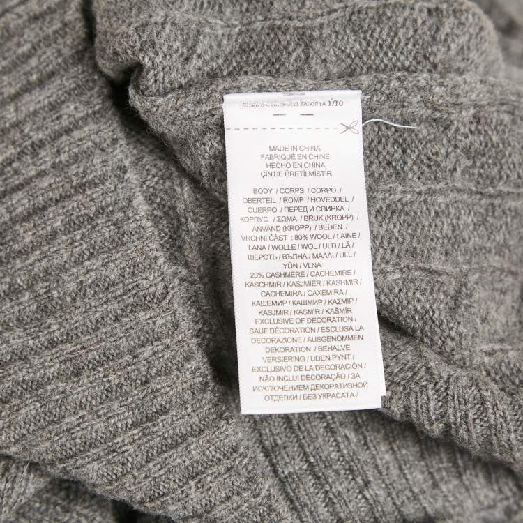 Pre Owned Polo Ralph Lauren Grey Cable Knit Wool Classic Sweater L