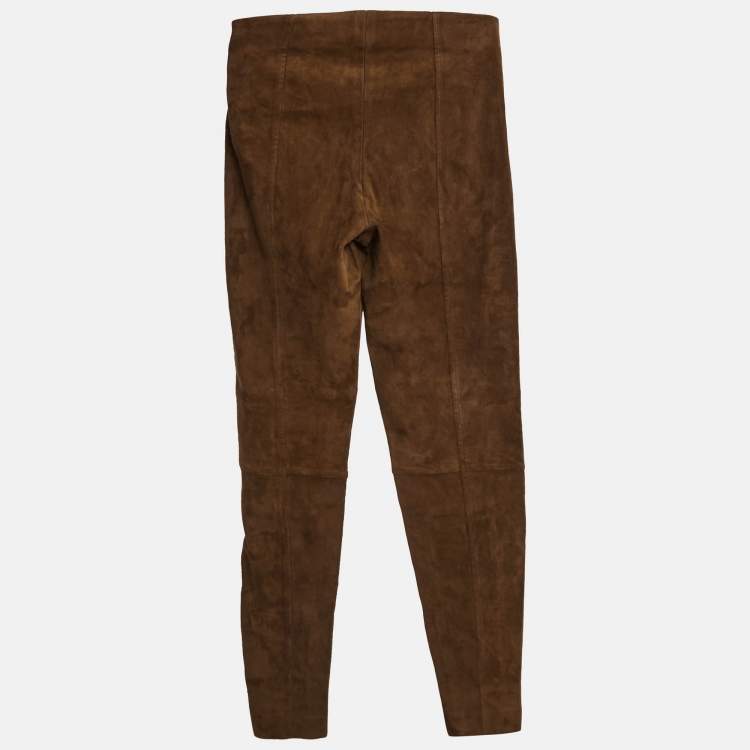 Pre Owned Polo Ralph Lauren Brown Suede Saxony Pants XS