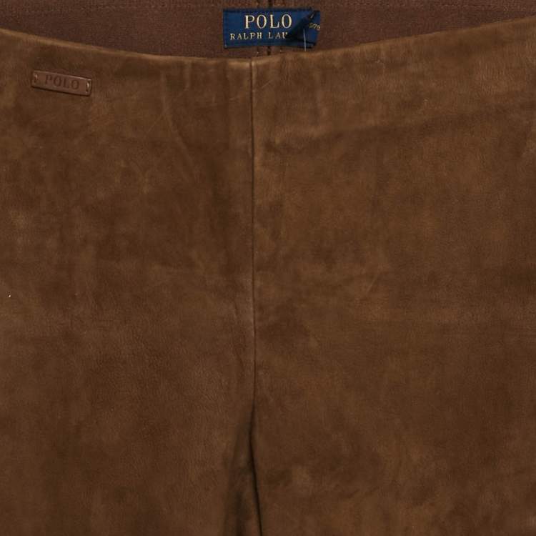 Pre Owned Polo Ralph Lauren Brown Suede Saxony Pants XS