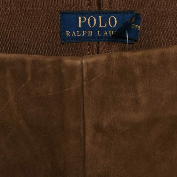 Pre Owned Polo Ralph Lauren Brown Suede Saxony Pants XS