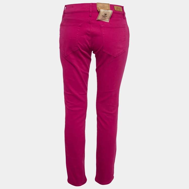 Pre Owned Polo Ralph Lauren Pink Denim Skinny Fit Jeans M Waist 29"