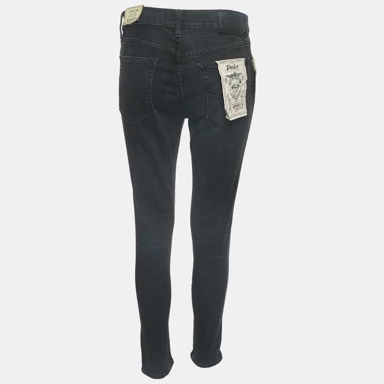 مملوكة مسبقًا Polo Ralph Lauren Black Denim High Rise Skin Fit Jeans M Waist 28"