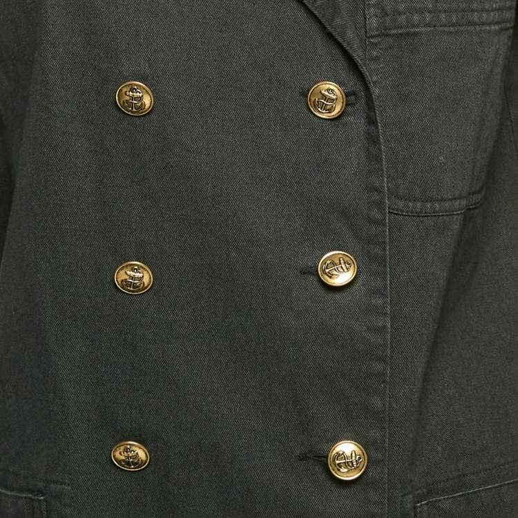 Pre Owned Polo Ralph Lauren Black Denim Peak Lapel Captain Jacket L
