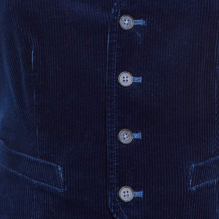 Pre Owned Polo Ralph Lauren Navy Blue Corduroy Sleeveless Vest S