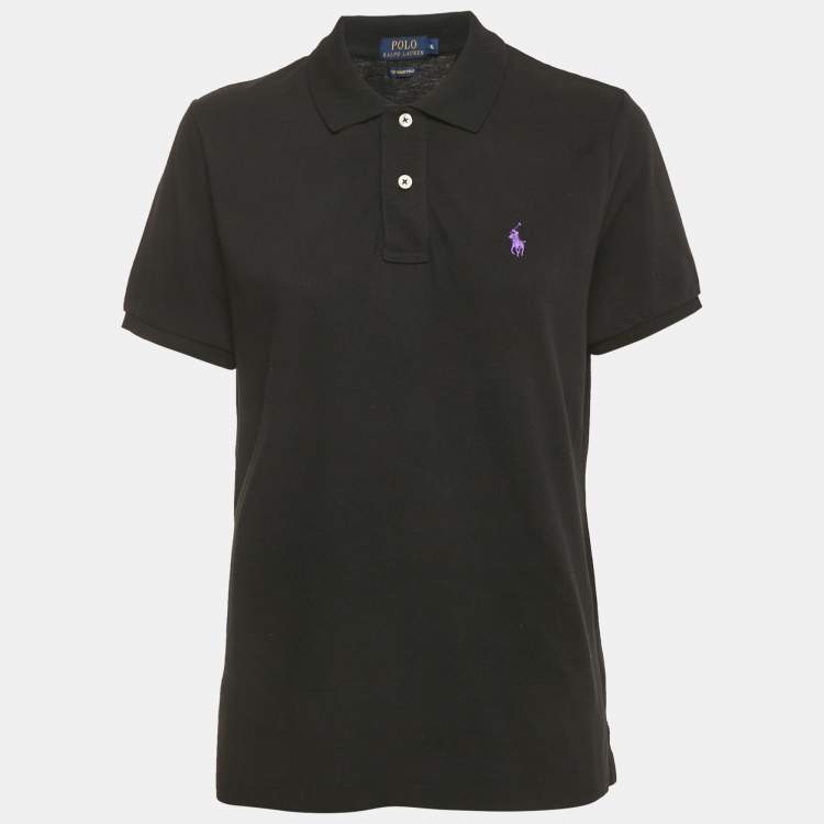 Pre Owned Polo Ralph Lauren Black Cotton Pique Skinny Polo T-Shirt XL