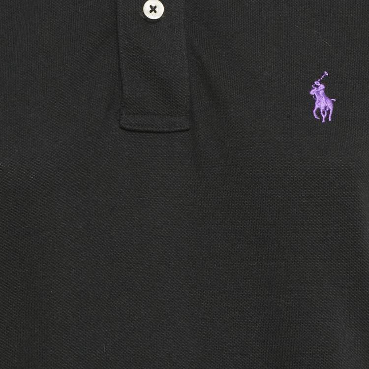 Pre Owned Polo Ralph Lauren Black Cotton Pique Skinny Polo T-Shirt XL