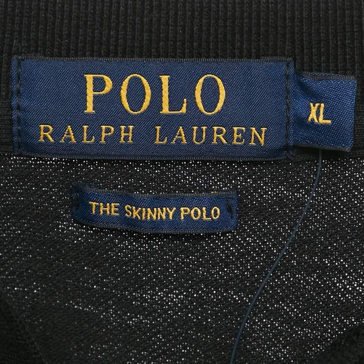 Pre Owned Polo Ralph Lauren Black Cotton Pique Skinny Polo T-Shirt XL
